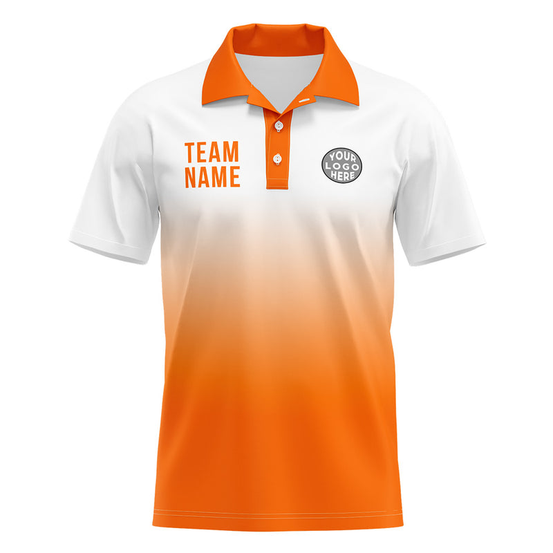 Custom White Orange Football Polo Shirts Add Your Unique Logo/Name/Number