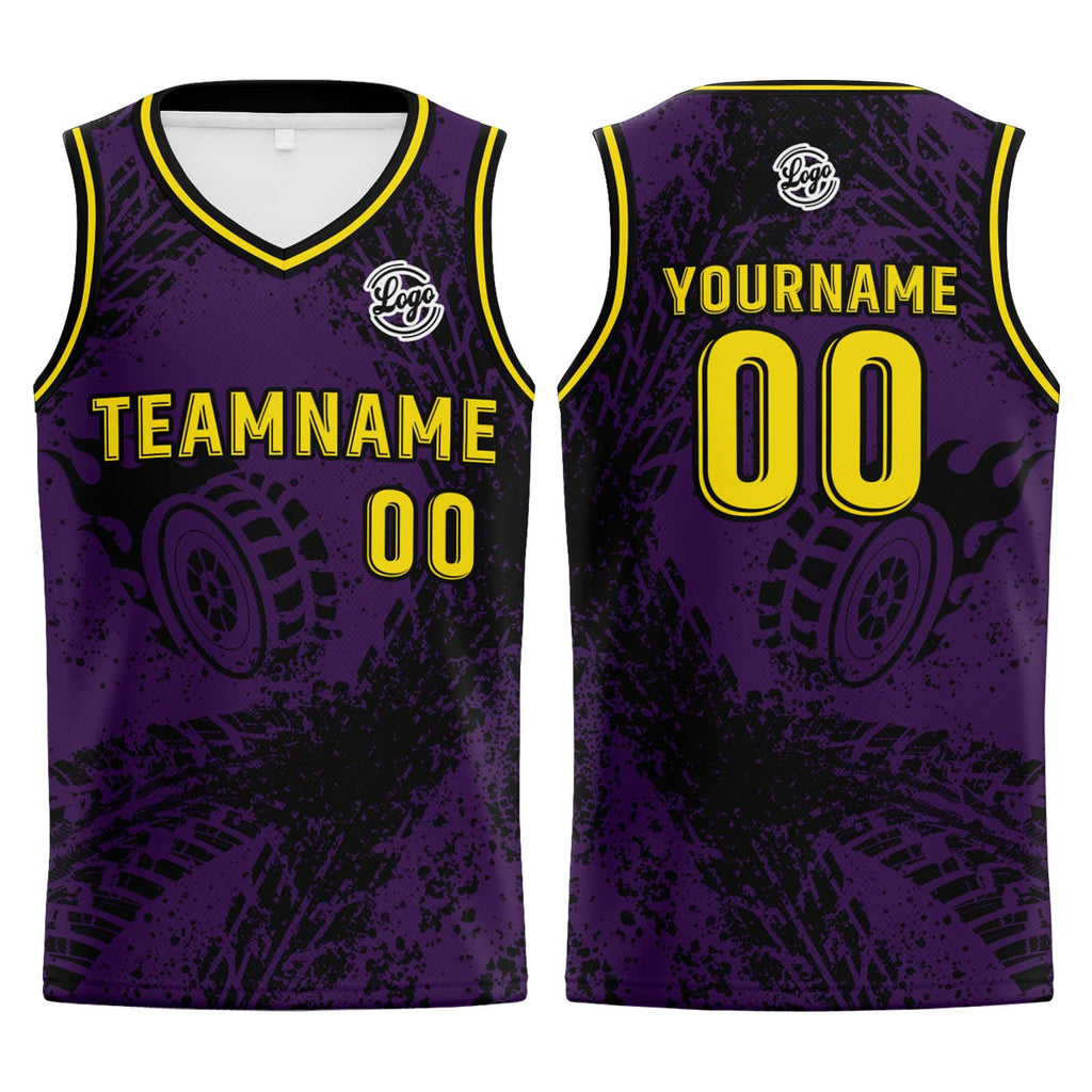 Custom Purple Yellow Basketball Jersey Uniform Suit Printed Your Logo Name Number enthsush