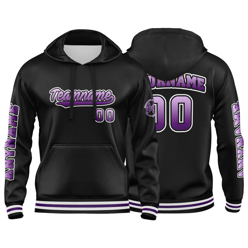 Custom Purple Black Sweatshirt Hoodie For Men Women Girl Boy Print Your Logo Name Number