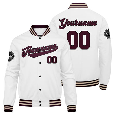 Custom Varsity Jacket Letterman jacket for Men, Women and Youth Marroon White enthsush