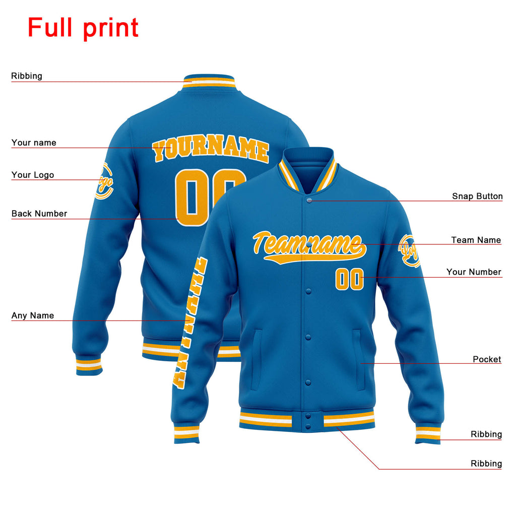 Custom Varsity Jacket Letterman jacket for Men, Women and Youth Blue Orange enthsush