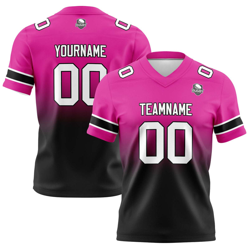 Custom Rose&Black Gradient Football Jersey Personalized Football Shirts for Men Women  Printed Team Name Number Logo