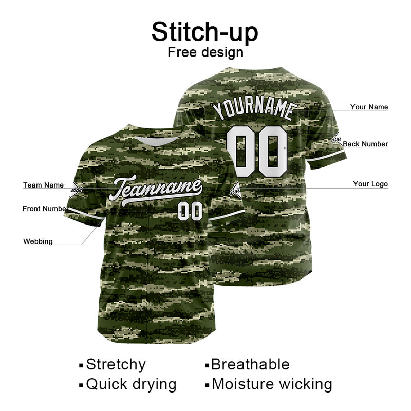 Custom Full Print Design Authentic Baseball Jersey camouflage
