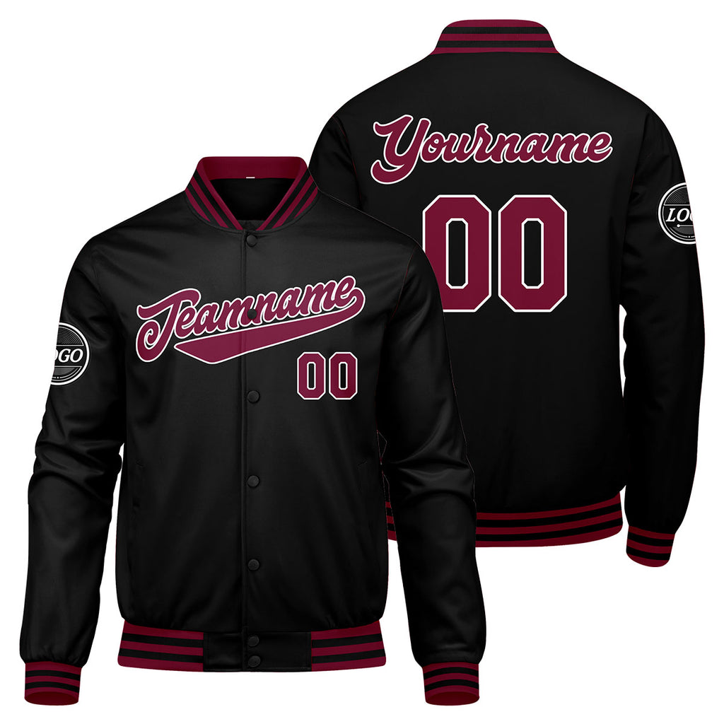 Custom Varsity Jacket Letterman jacket for Men, Women and Youth Crimson Black enthsush
