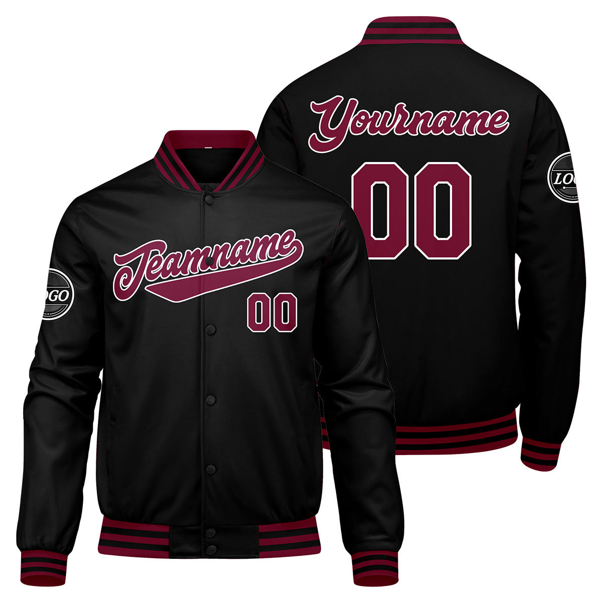 Custom Varsity Jacket Letterman jacket for Men, Women and Youth Crimson Black enthsush