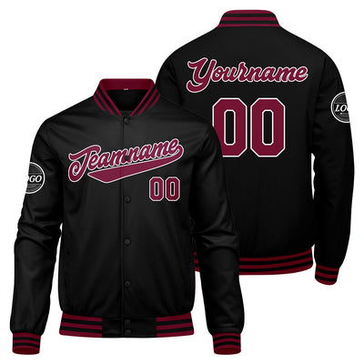 Custom Varsity Jacket Letterman jacket for Men, Women and Youth Crimson Black enthsush