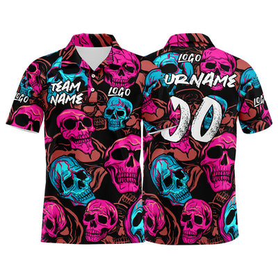 Custom Football Polo Shirts  Add Your Unique Logo/Name/Number Pink&Blue enthsush