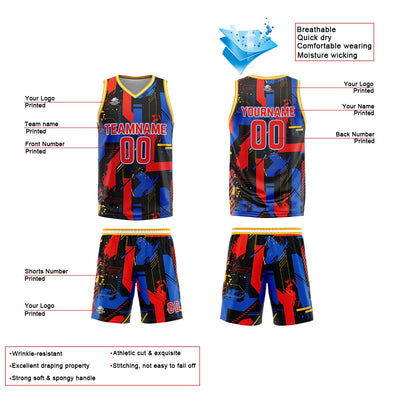 Custom Red Royal Reversible Basketball Suit for Adults and Kids Personalized Jersey enthsush