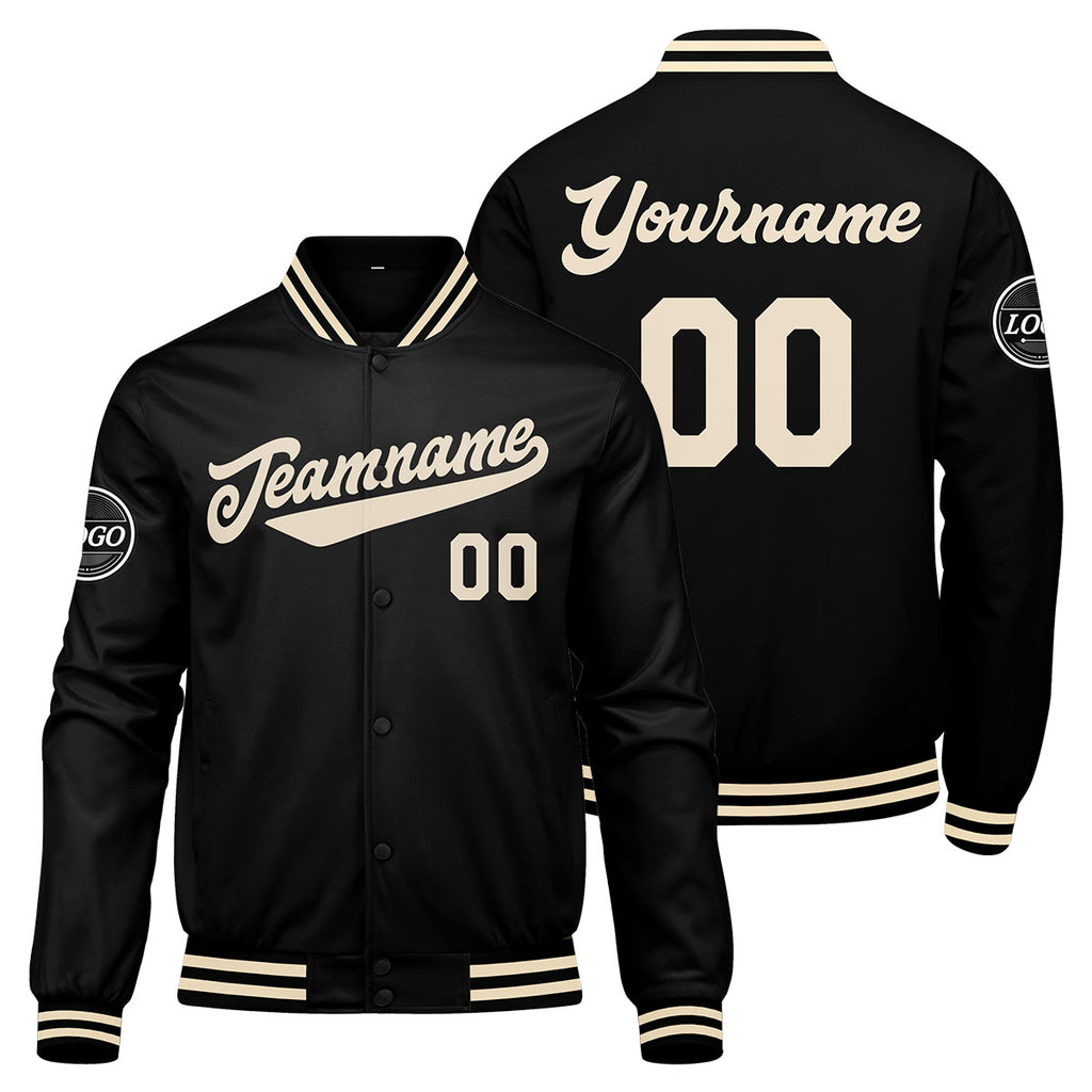 Custom Varsity Jacket Letterman jacket for Men, Women and Youth Black Cream enthsush