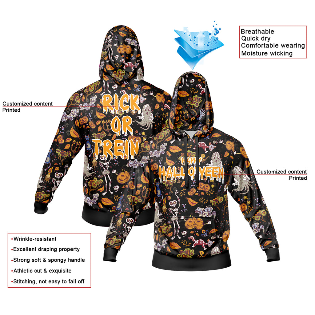 Custom Sweatshirt Hoodie Add Text and Design Personalized Halloween Hooded Sweatshirt enthsush