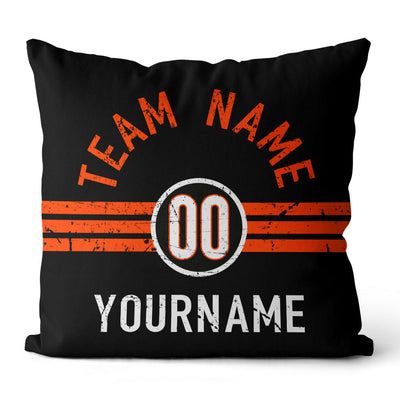 Custom Football Throw Pillow for Men Women Boy Gift Printed Your Personalized Name Number Black & Orange & White enthsush