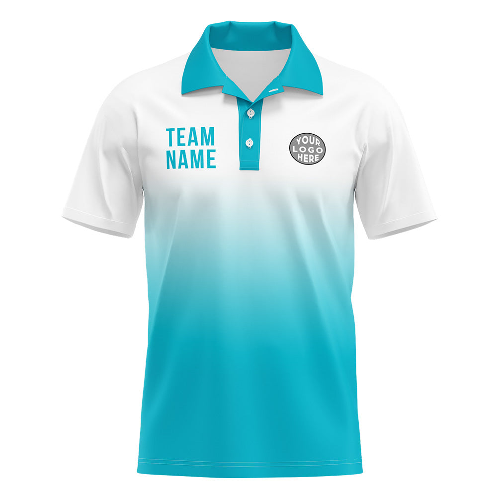 Custom Blue White Football Polo Shirts Add Your Unique Logo/Name/Number enthsush