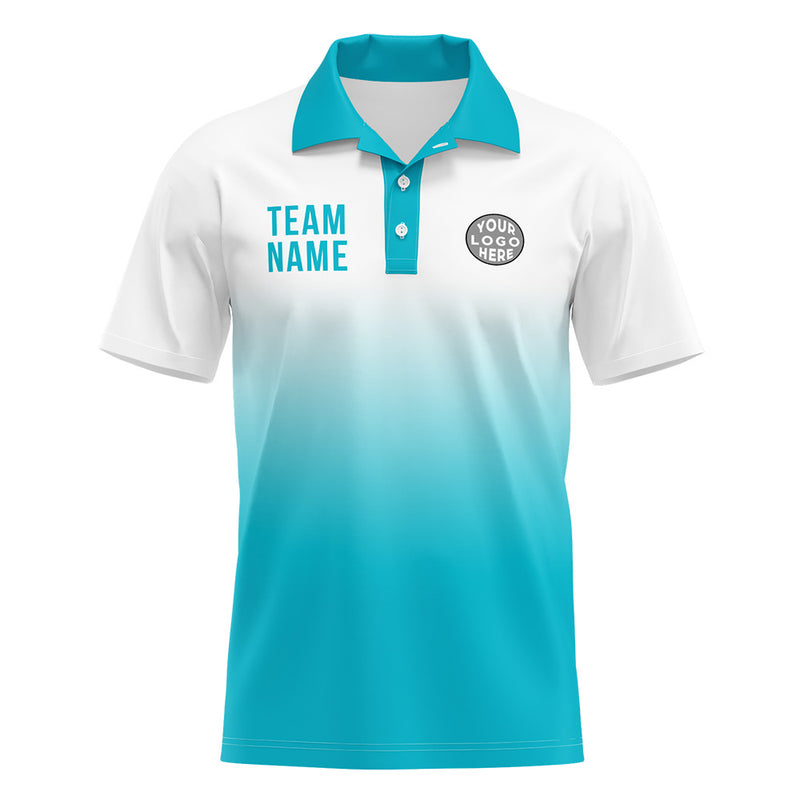 Custom Blue White Football Polo Shirts Add Your Unique Logo/Name/Number