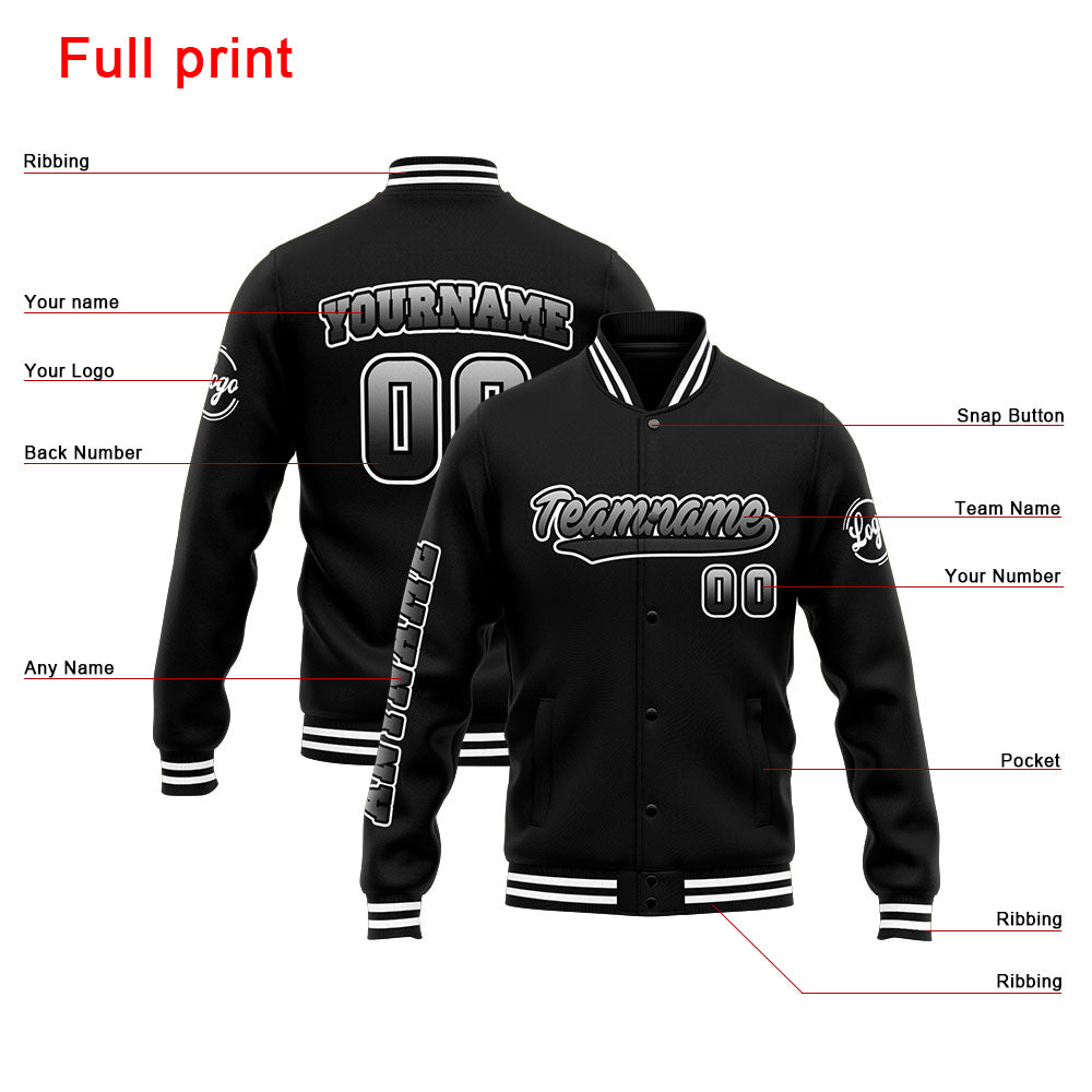 Custom Varsity Jacket Letterman jacket for Men, Women and Youth White Black enthsush