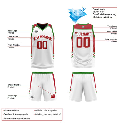 Custom Red Green Reversible Basketball Suit for Adults and Kids Personalized Jersey enthsush