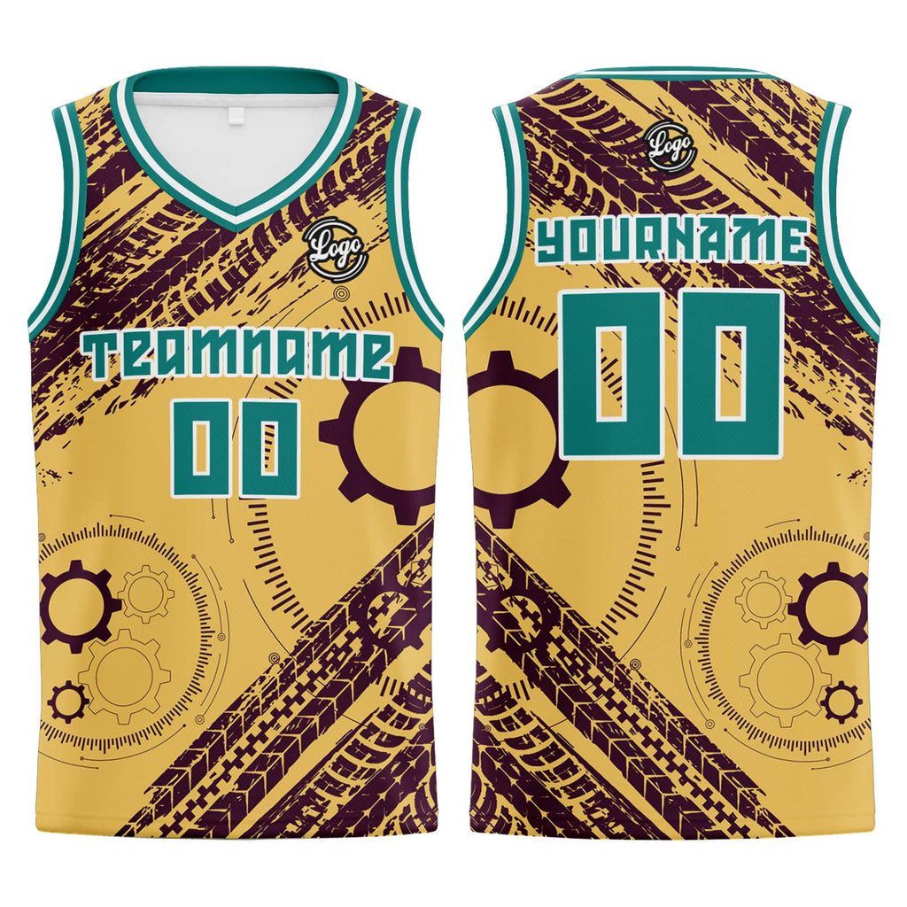 Custom Light Yellow Brown Basketball Jersey Uniform Suit Printed Your Logo Name Number enthsush