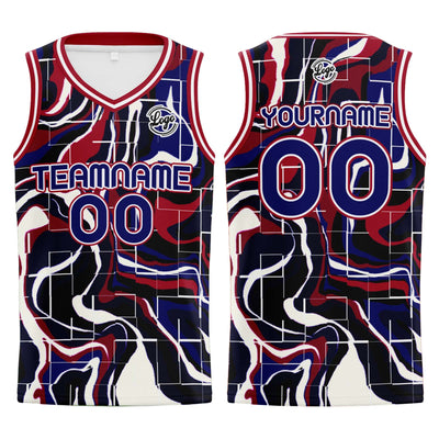 Custom Navy Red Basketball Jersey Uniform Suit Printed Your Logo Name Number enthsush