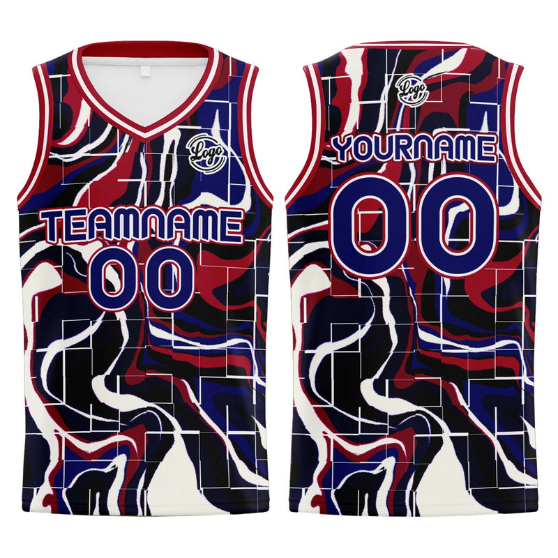 Custom Navy Red Basketball Jersey Uniform Suit Printed Your Logo Name Number