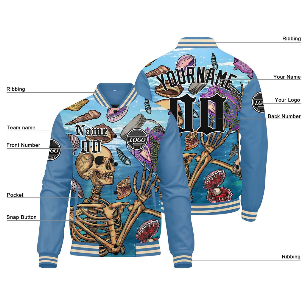 Custom Varsity Jacket Letterman jacket for Men, Women and Youth Light Blue enthsush