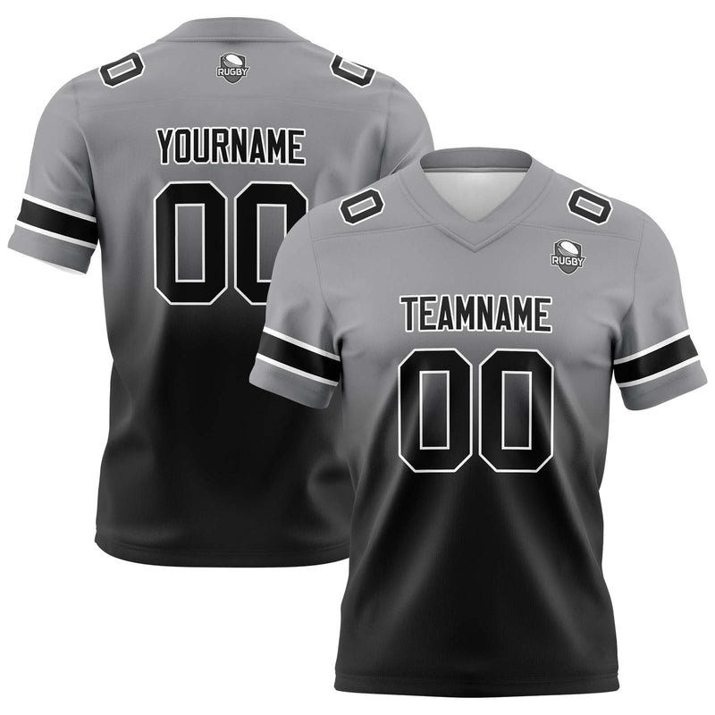 Custom Grey Black Gradient Football Jersey Personalized Football Shirts for Men Women  Printed Team Name Number Logo