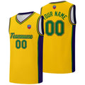 Custom basketball jersey shorts for men and women. Embroidered and printed name, number and logo Yellow enthsush