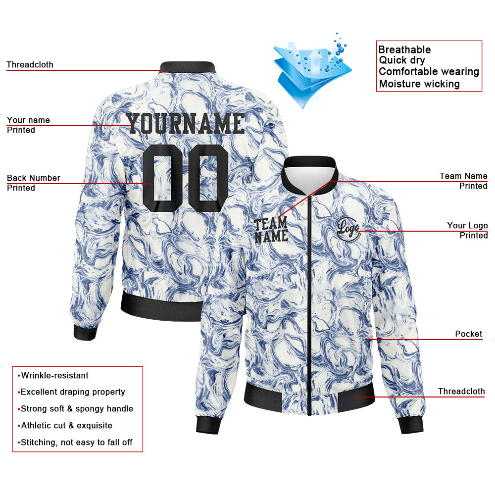 Custom Long Sleeve Windbreaker Jackets Uniform Printed Your Logo Name Number Marble enthsush