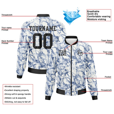 Custom Long Sleeve Windbreaker Jackets Uniform Printed Your Logo Name Number Marble enthsush