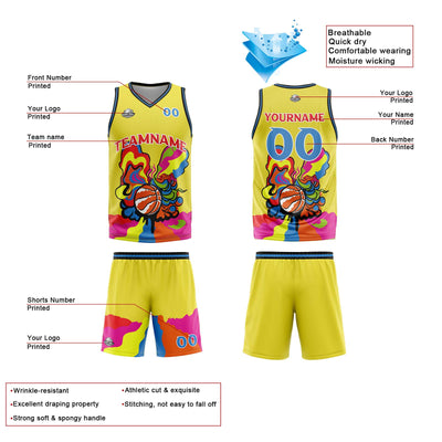 Custom Yellow Basketball Jersey Uniform Suit Printed Your Logo Name Number enthsush
