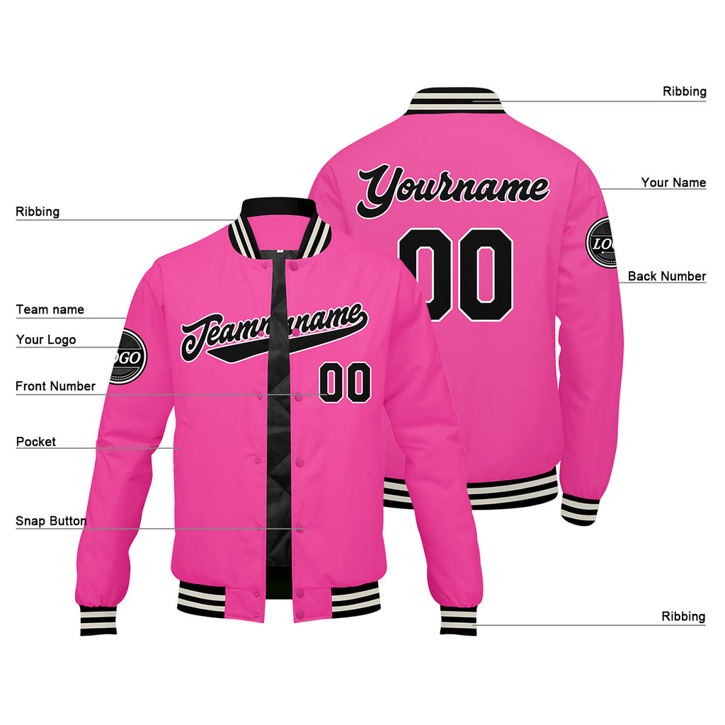Custom Varsity Jacket Letterman jacket for Men, Women and Youth Pink enthsush