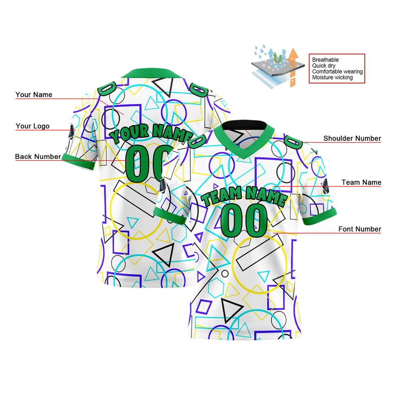 Custom Green Black Football Jersey Personalized Gradient Football Shirts for Men Printed Team Name Number Logo