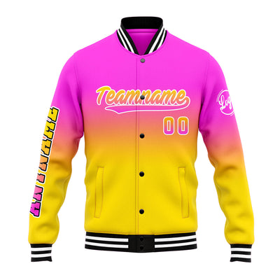 Custom Gradient Varsity Jacket Letterman jacket for Men, Women and Youth Pink&Yellow enthsush