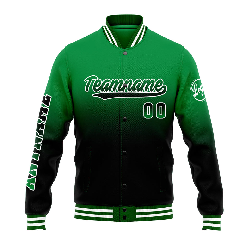 Custom Gradient Varsity Jacket Letterman jacket for Men, Women and Youth Green&Black enthsush
