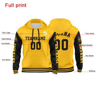 Custom Yellow Black Sweatshirt Hoodie For Men Women Girl Boy Print Your Logo Name Number enthsush