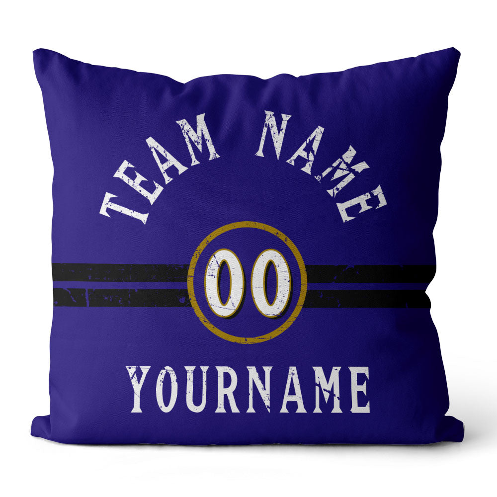 Custom Football Throw Pillow for Men Women Boy Gift Printed Your Personalized Name Number Blue & Black & White enthsush