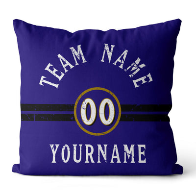 Custom Football Throw Pillow for Men Women Boy Gift Printed Your Personalized Name Number Blue & Black & White enthsush