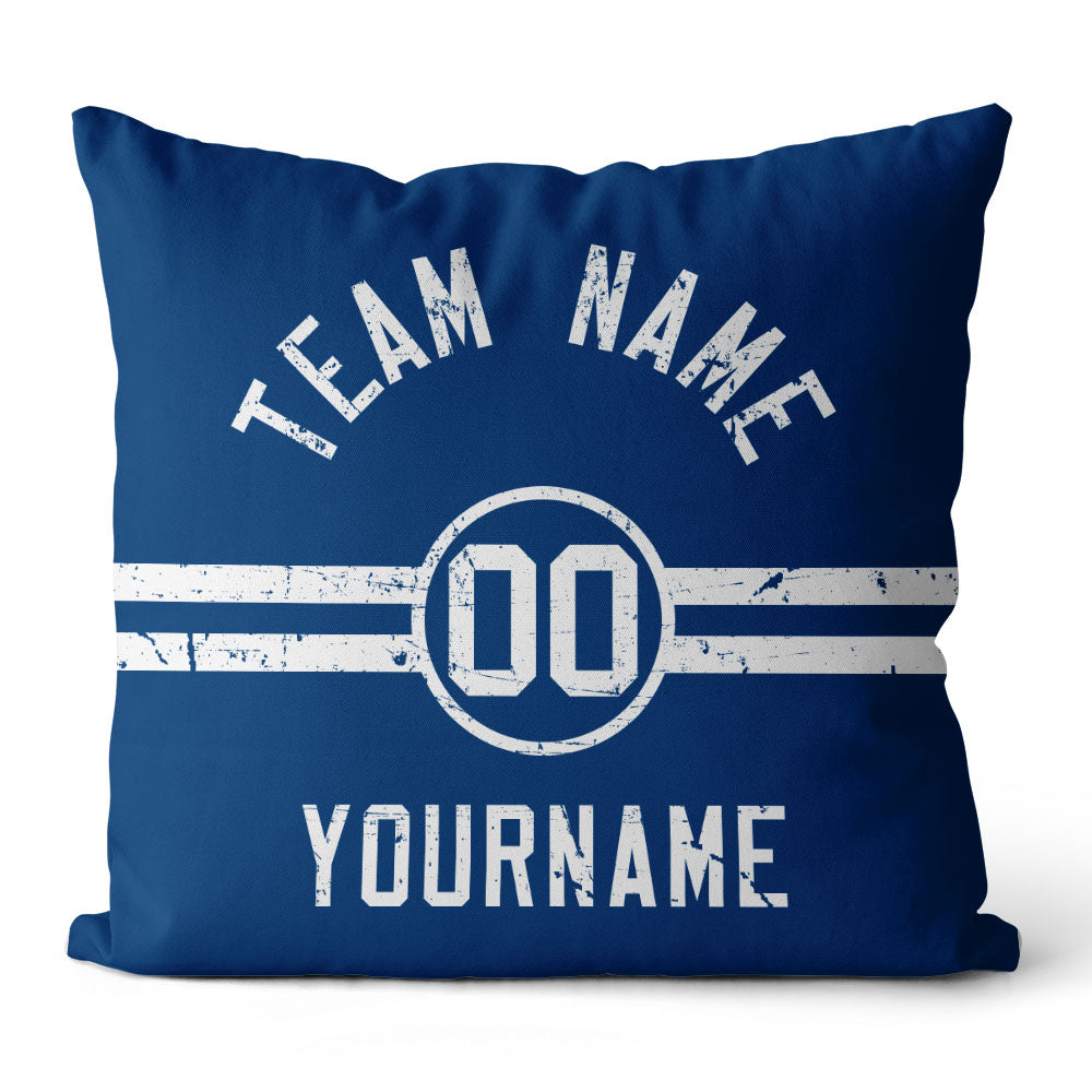 Custom Football Throw Pillow for Men Women Boy Gift Printed Your Personalized Name Number Blue & White enthsush