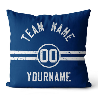 Custom Football Throw Pillow for Men Women Boy Gift Printed Your Personalized Name Number Blue & White enthsush