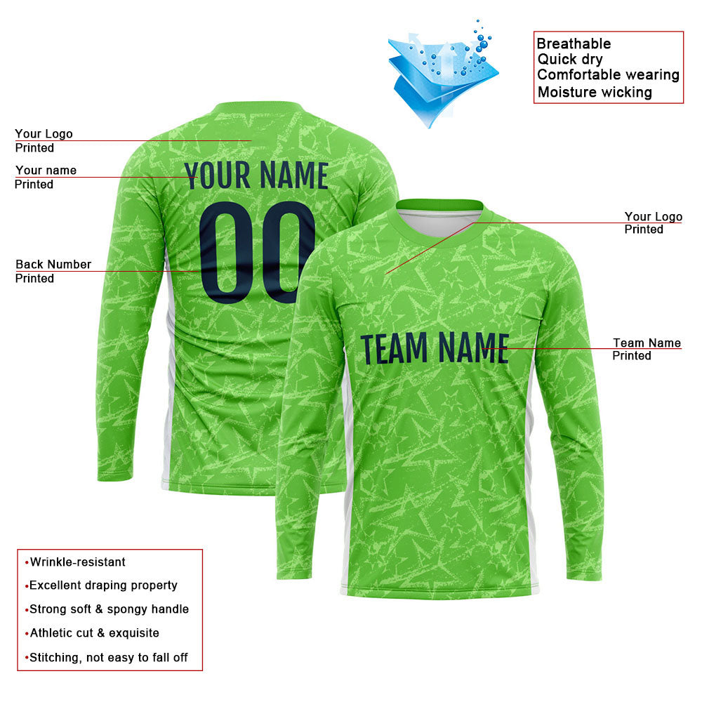 Custom Basketball Soccer Football Shooting Long T-Shirt for Adults and Kids Star-Green enthsush