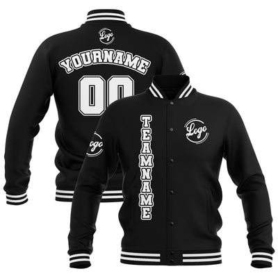 Custom Black White Waterproof Varsity Jackets Personalized Stitched Name Number Logo to Letterman Jackets enthsush