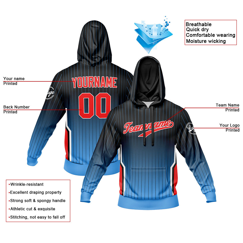 Custom Black Blue Sweatshirt Hoodie For Men Women Girl Boy Print Your Logo Name Number enthsush
