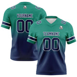 Custom Green Navy Gradient Football Jersey Personalized Football Shirts for Men Women  Printed Team Name Number Logo