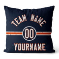 Custom Football Throw Pillow for Men Women Boy Gift Printed Your Personalized Name Number Navy & Orange & White enthsush