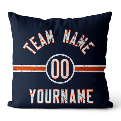 Custom Football Throw Pillow for Men Women Boy Gift Printed Your Personalized Name Number Navy & Orange & White enthsush