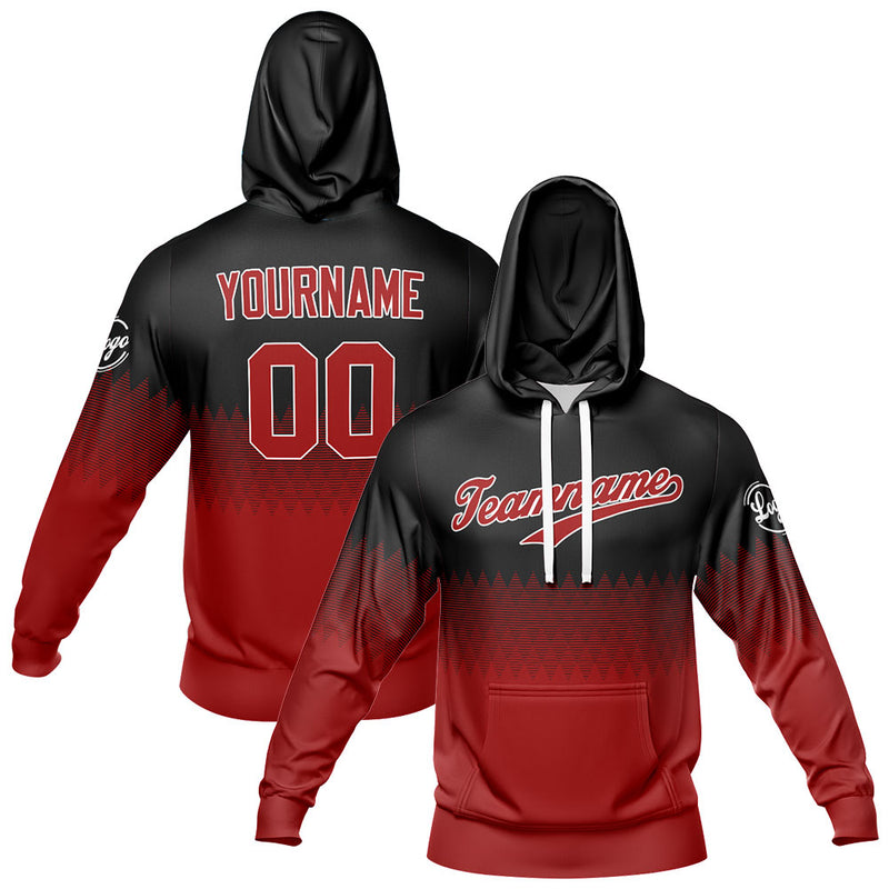 Custom Black Deep Red Sweatshirt Hoodie For Men Women Girl Boy Print Your Logo Name Number