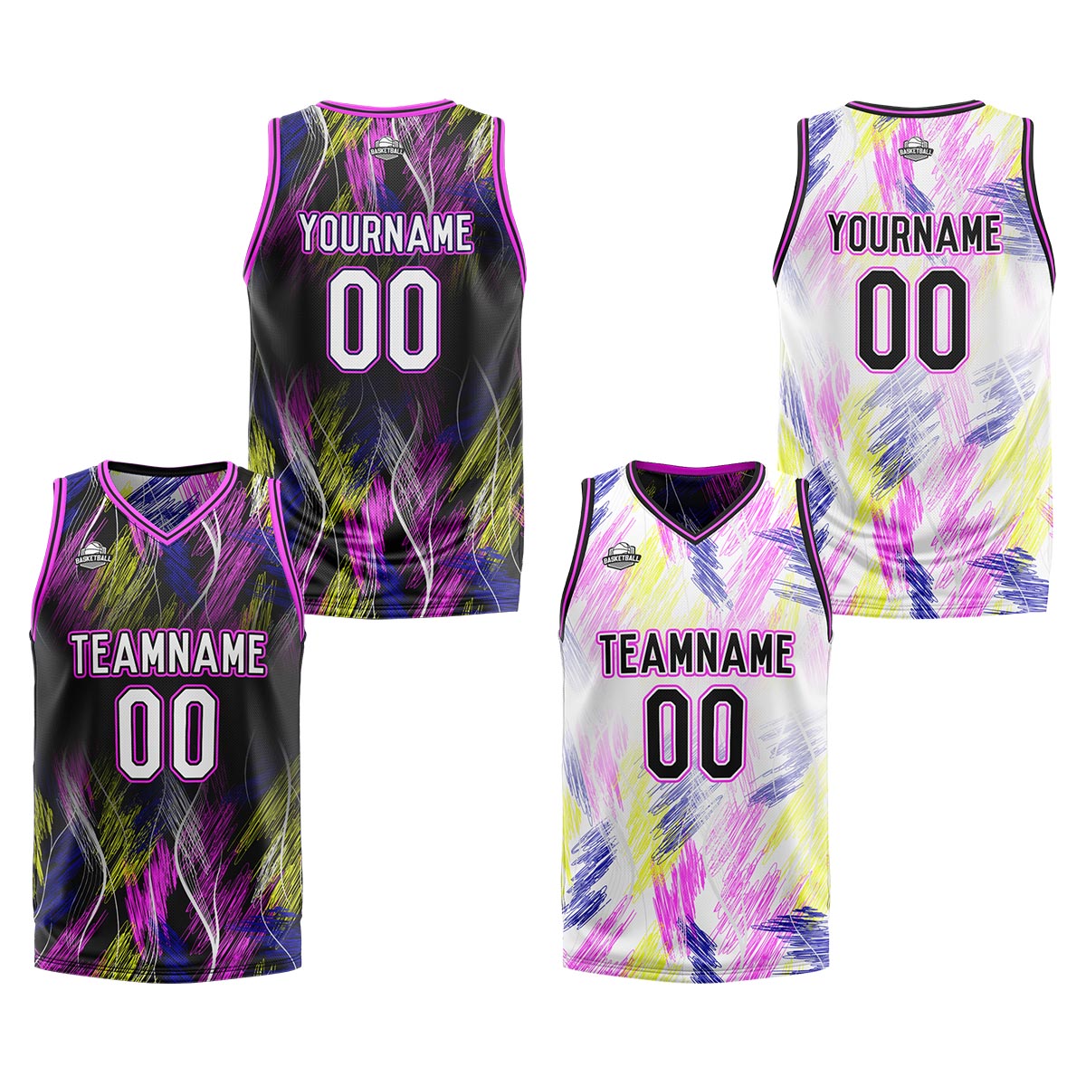 Custom Black Pink Reversible Basketball Suit for Adults and Kids Personalized Jersey enthsush