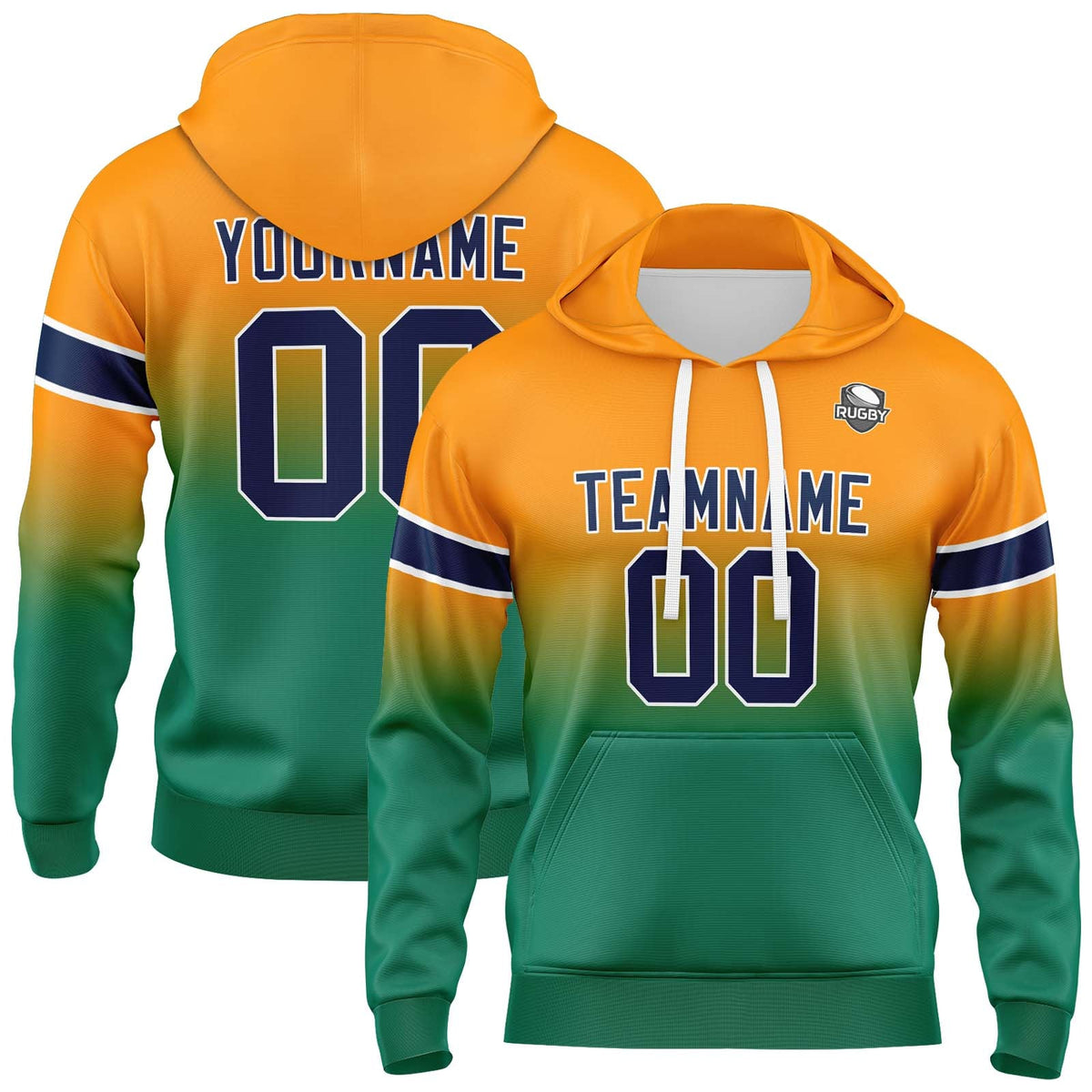 Custom Gradient Sweatshirt Hoodie For Man Woman Girl Boy Print Your Logo Name Number Orang&Green enthsush