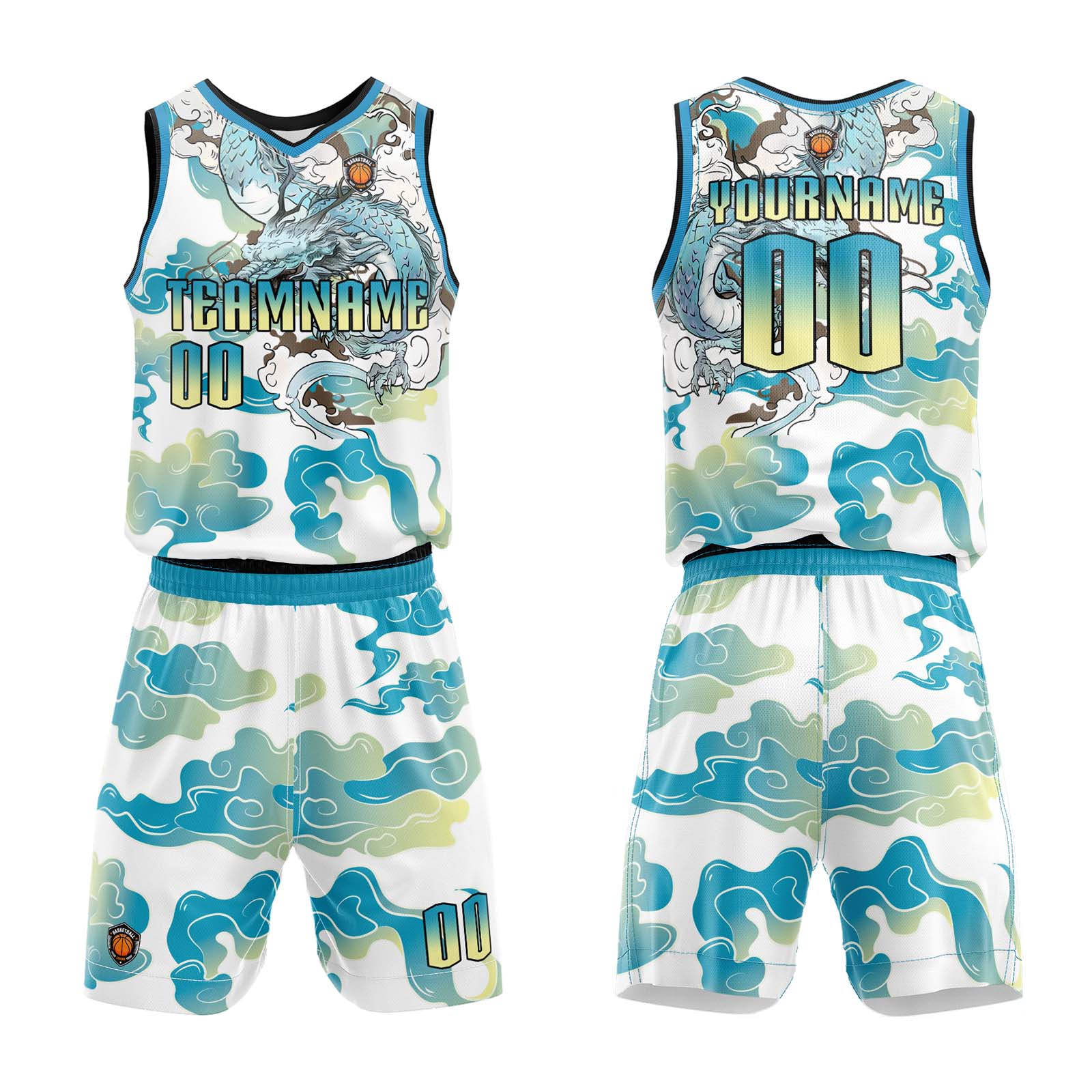 Custom Blue Yellow Basketball Jersey Uniform Suit Printed Your Logo Name Number enthsush