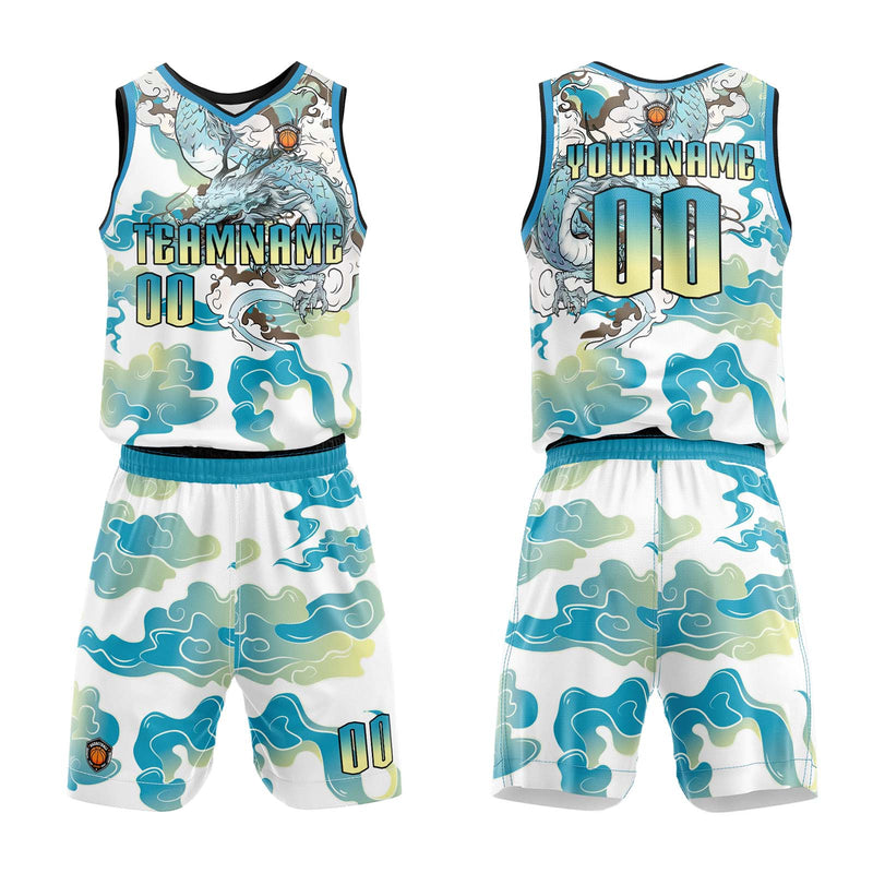 Custom Blue Yellow Basketball Jersey Uniform Suit Printed Your Logo Name Number