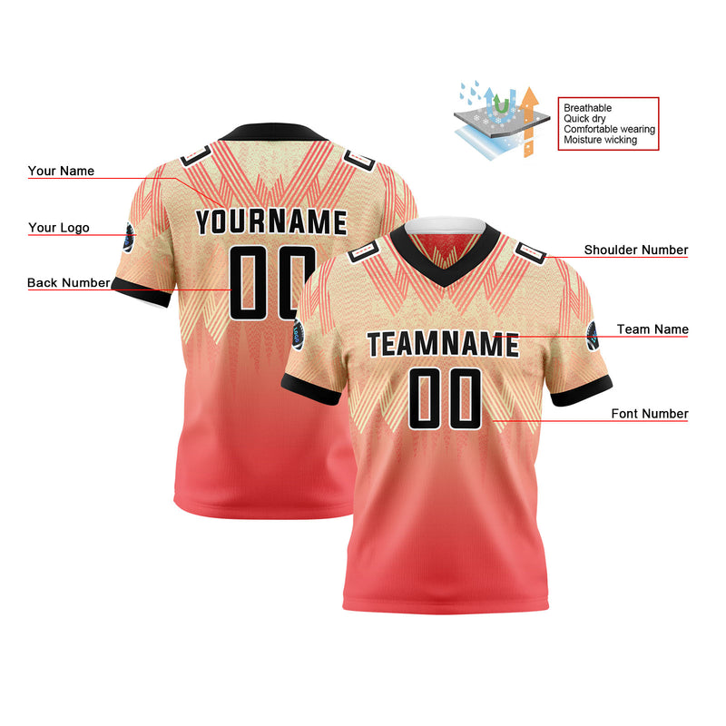 Custom Meat Pink Reversible Football Jersey Personalized Gradient Football Shirts for Men Printed Team Name Number Logo