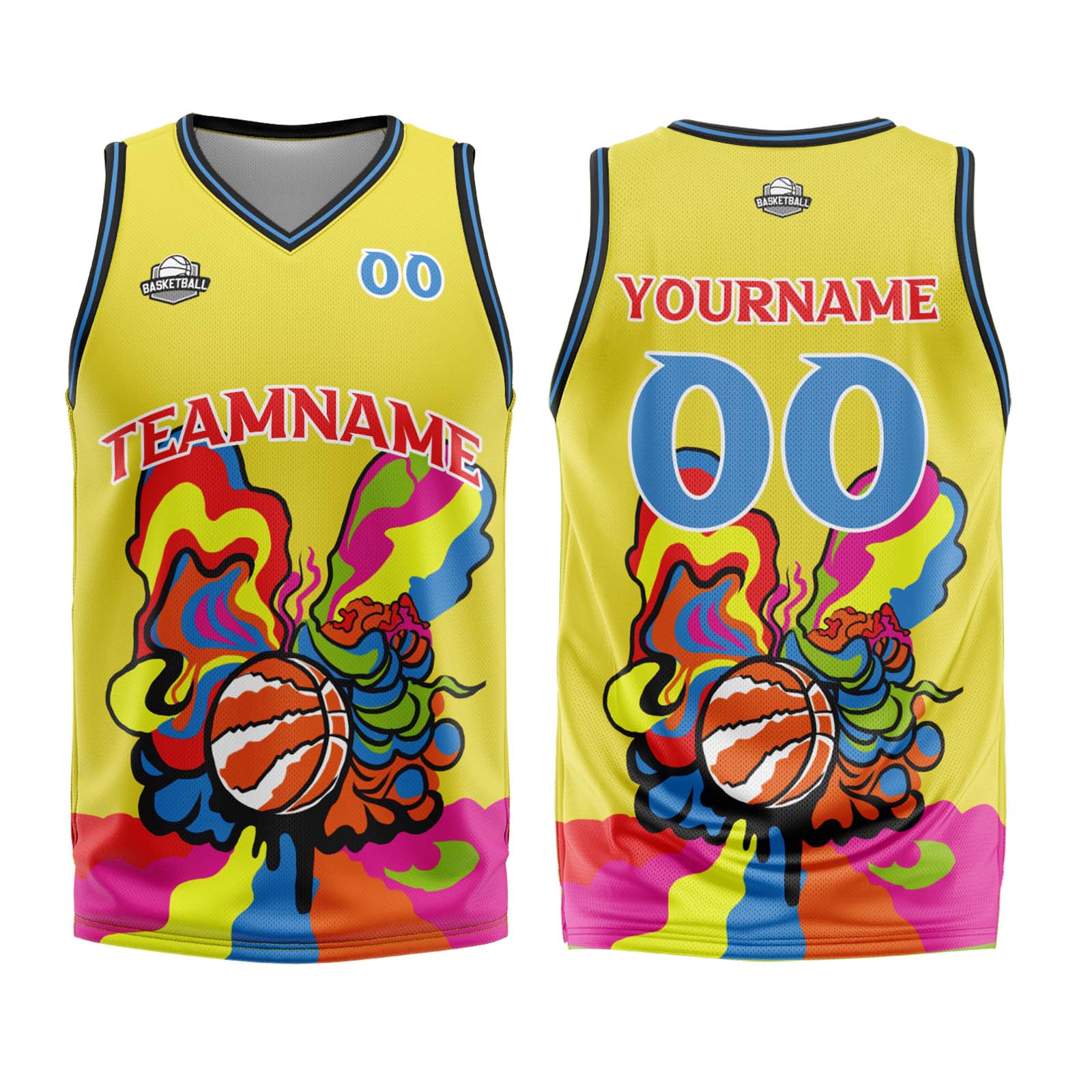 Custom Yellow Basketball Jersey Uniform Suit Printed Your Logo Name Number enthsush